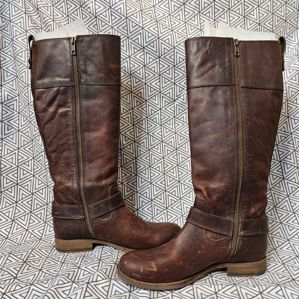NWOT Frye Harness Tall Boots Brown Leather Zip Up Riding Equestrian Classic 6 - Picture 11 of 16